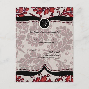 Red Damask Paisley Wedding RSVP