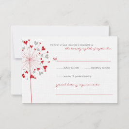 Red Dandelions Love Summer Weding RSVP Card