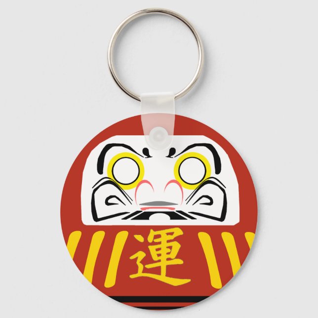 RED Daruma chaveiro é para seus objetivos BOM FORT (Frente)