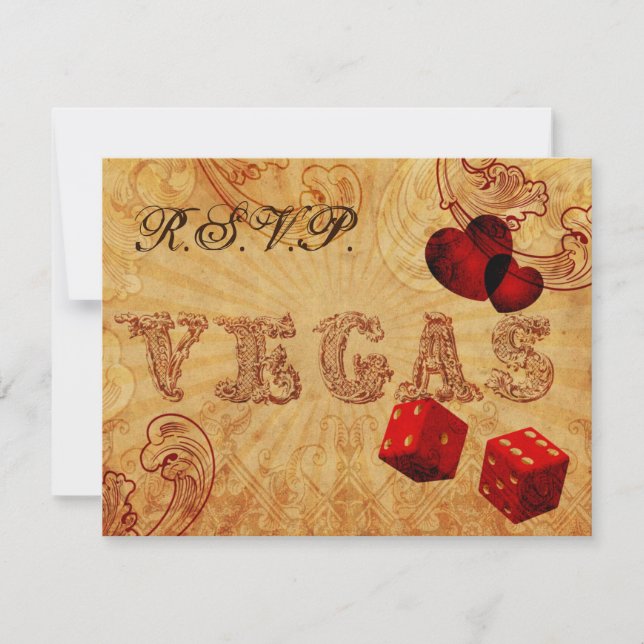 red dice Vintage Vegas casamento rsvp (Frente)