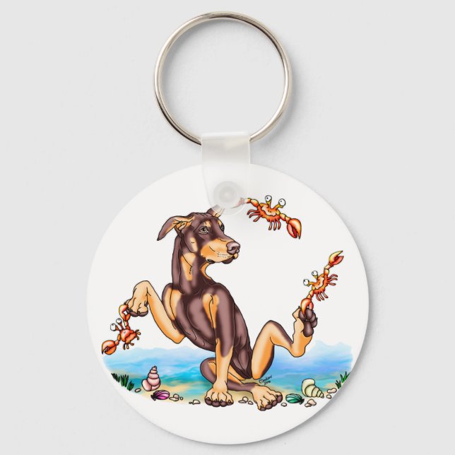 Red Doberman Pinscher Kinda Crabby Chaveiros (Frente)