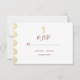 Red & Dourado Ganesha e Mehndi Indian RSVP