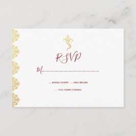 Red & Dourado Ganesha e Mehndi Indian RSVP