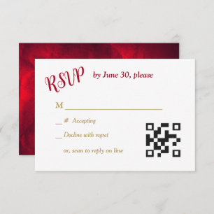 Red Dourado Hearts Christian Cross Wedding RSVP