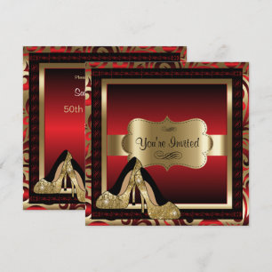Red & Dourado High Heels 00º Convite de Aniversá