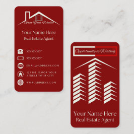 Red Elegant Cartão de visita Para Agentes Imobiliá
