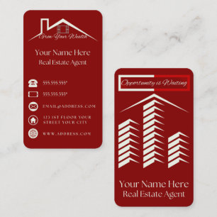 Red Elegant Cartão de visita Para Agentes Imobiliá
