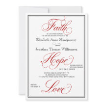 Red Faith Hope Love Calliografia Convite para Casa