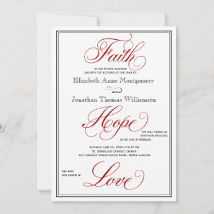 Red Faith Hope Love Calliografia Convite para Casa