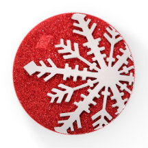 Red Faux Glitter Snowflake Natal Moderno