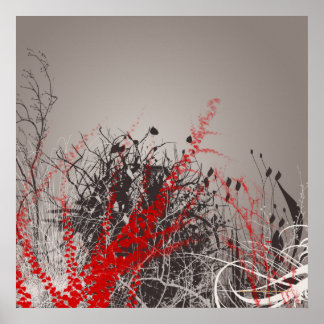 Red Fern Modern Art Flowers Impressão