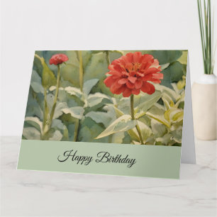 Red Floral - Cartão de Aniversário Feliz