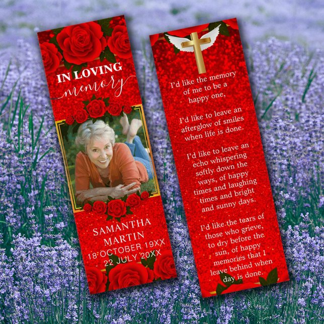 Red Floral Elegante Memorial Funeral (Criador carregado)