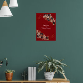 Red Floral Wedding Poster  Elegant Wedding Welcome