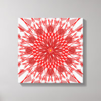 Red Flower mandala Canvas Art
