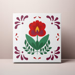 Red Folk Flower Azulejo<br><div class="desc">Add charm to your space with this decorative Azulejo ceramic tile! Featuring a vibrant red flower design inspired by Scandinavian folk art, it blends tradition and bold style. This tile adds a touch of elegance to any living space, making it perfect for kitchens, bathrooms, or any room needing a unique,...</div>