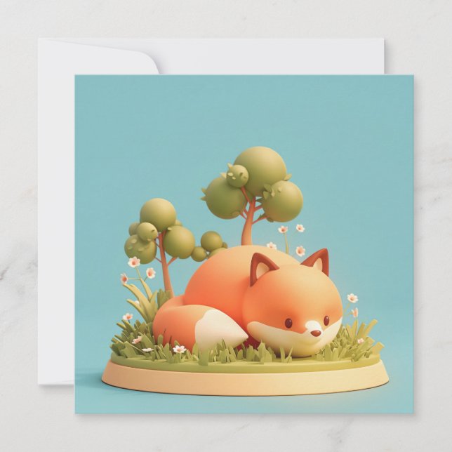 Red Fox 3D Clay Style Forest Meadow Postcard (Frente)