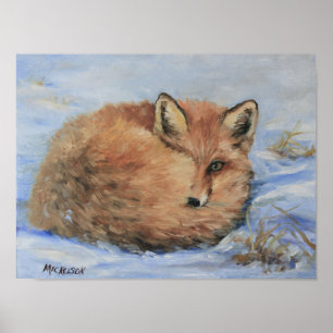 Red Fox in Snow Fine Art Impressão