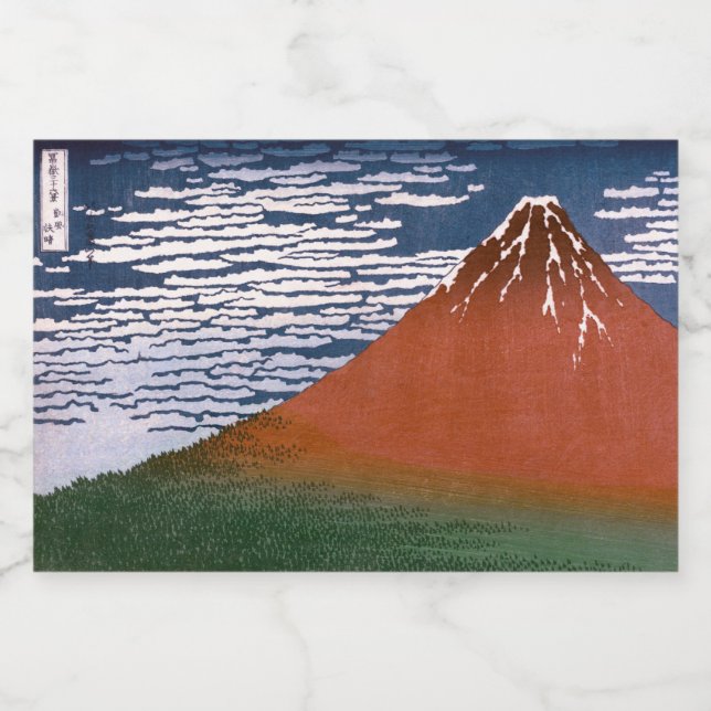 Red Fuji, Aka Fujiyama Volcano Katsushika Hokusai (Rótulo Único)