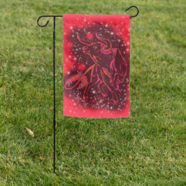 Red Garden Flag Bull À Noite Estrelada
