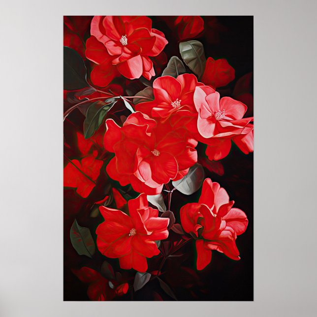 Red Gardenias Flower Art Impressão Poster (Frente)