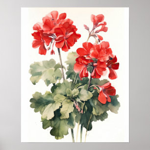Red Geranium Flowers Art Impressão Poster