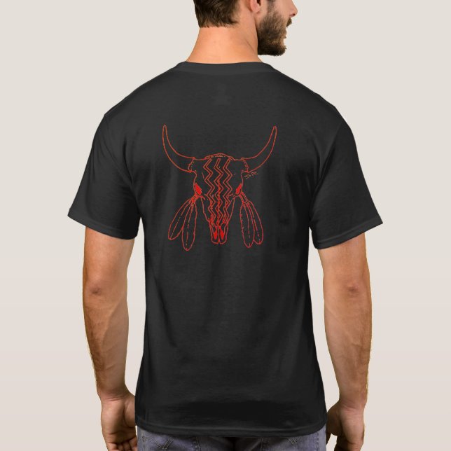 Red Ghost Dance Buffalo linha preta t-shirt (Verso)