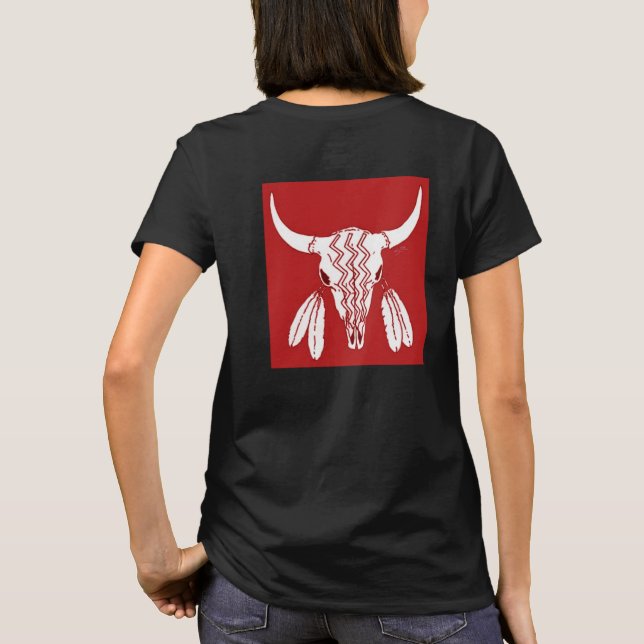 Red Ghost Dance Buffalo mulher negra camiseta negr (Verso)