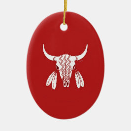 Red Ghost Dance Buffalo oval ornamento cerâmico