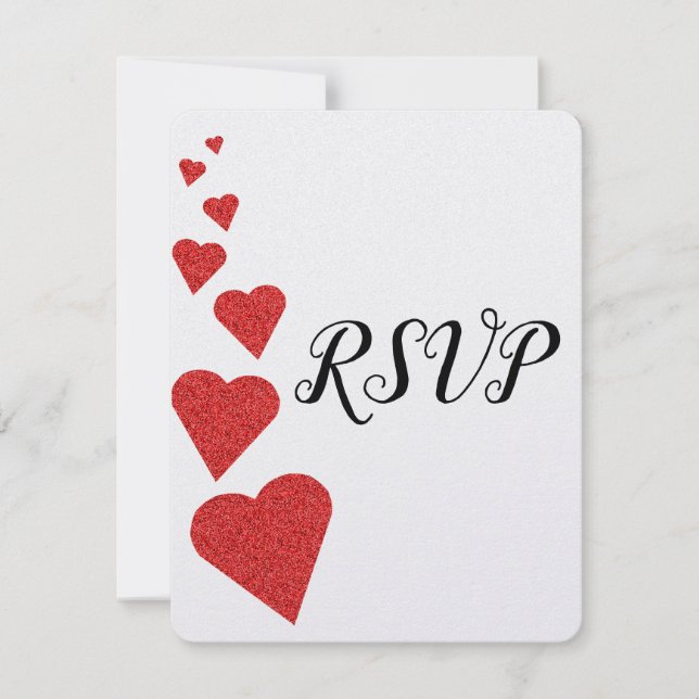 Red Glitter Hearding RSVP (Frente)
