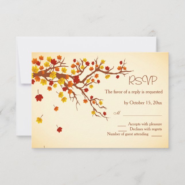 Red gold autumnal deixa RSVP de Casamento (Frente)