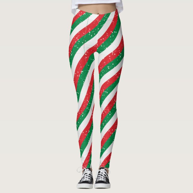 Red Green Plaid Christmas Leggings for Women (Frente)