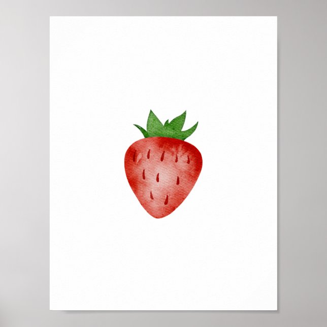 Red & Green Strawberry Summer Spring Fruit Poster (Frente)