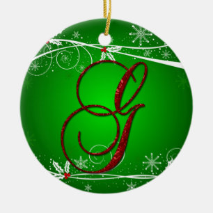 Red Greens Holly Enfeites de natal inicial G