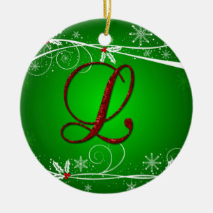 Red Greens Holly Enfeites de natal inicial L