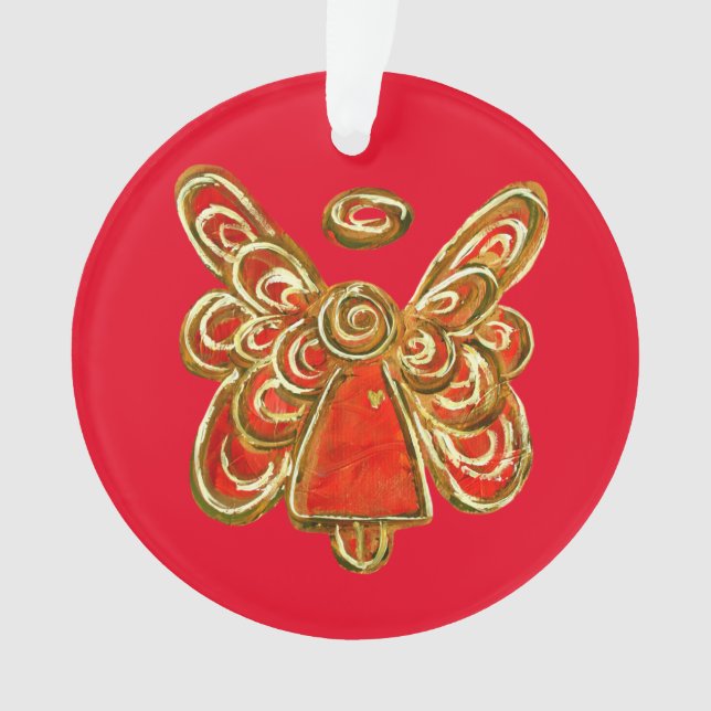 Red Guardian Angel Art Ornamentos de Pendentes de  (Frente)