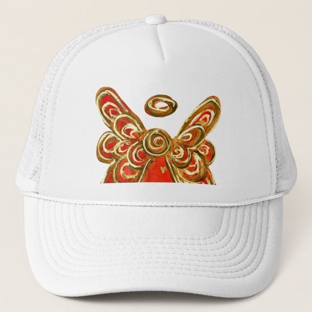 Red Guardian Angel Custom Art Hat ou Boné (Frente)