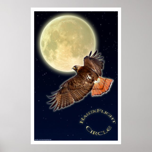RED HAWK MOON II Art Poster (Frente)