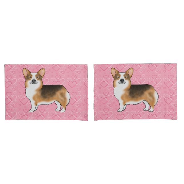 Red Header Tri Pembroke Welsh Corgi Amor Rosa (Frente - conjunto)