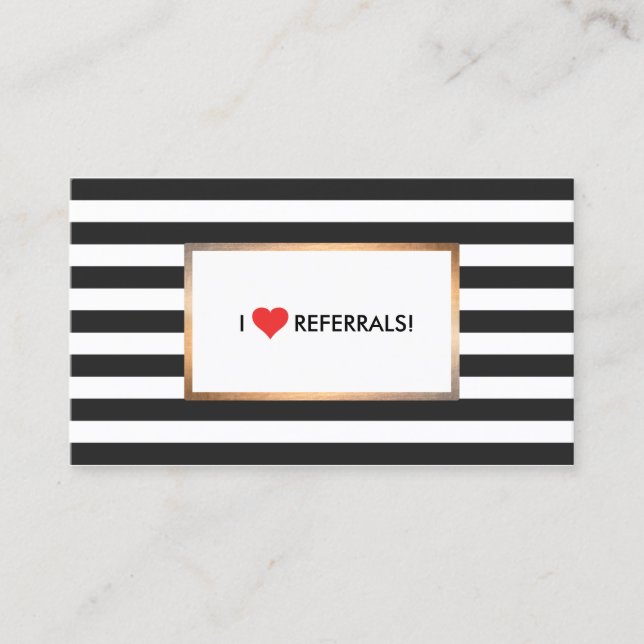 Red Heart Black and White Stripes Salon Referral (Frente)