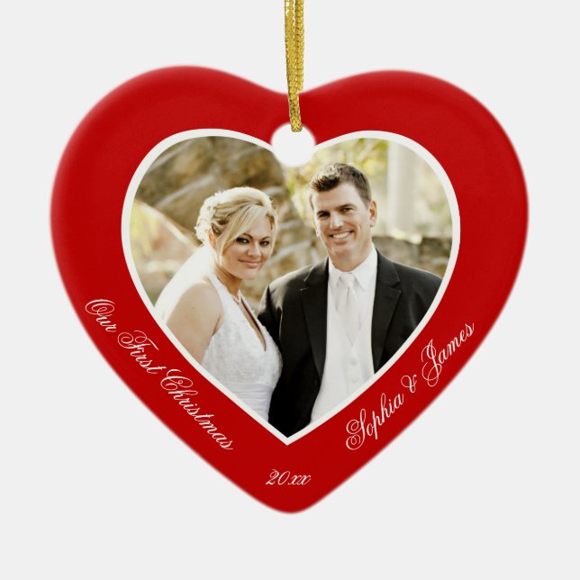 Red Heart Nosso Primeiro Ornamento De Natal (Frente)