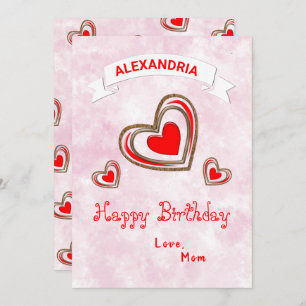Red Hearts Modern Love Trendent Birthday Card