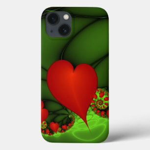 Red Hearts Verde limão Arte Fractal Moderna Abstra