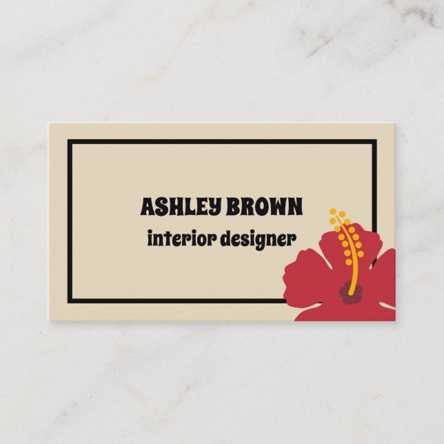 Red Hibiscus Elegant Cartão de visita (Frente)
