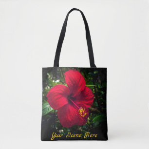 "Red Hibiscus" Tote Bag