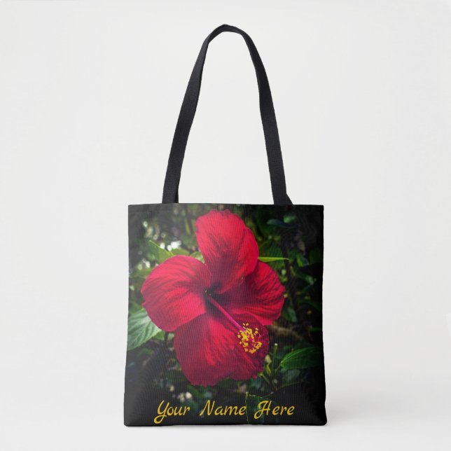 "Red Hibiscus" Tote Bag (Frente)