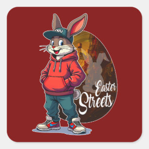 Red Hoodie Street Bunny – Easter Urban Autocolante