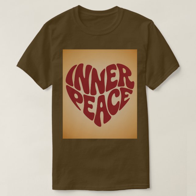 Red Inner Peace Heart Brown T-Shirt (Frente do Design)