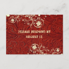 Red Leather e Lace RSVP com envelopes