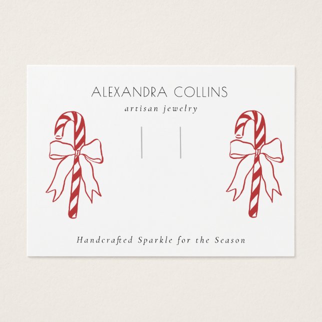 Red Line Art Candy Cane & Bow Hairclip Display  (Frente)